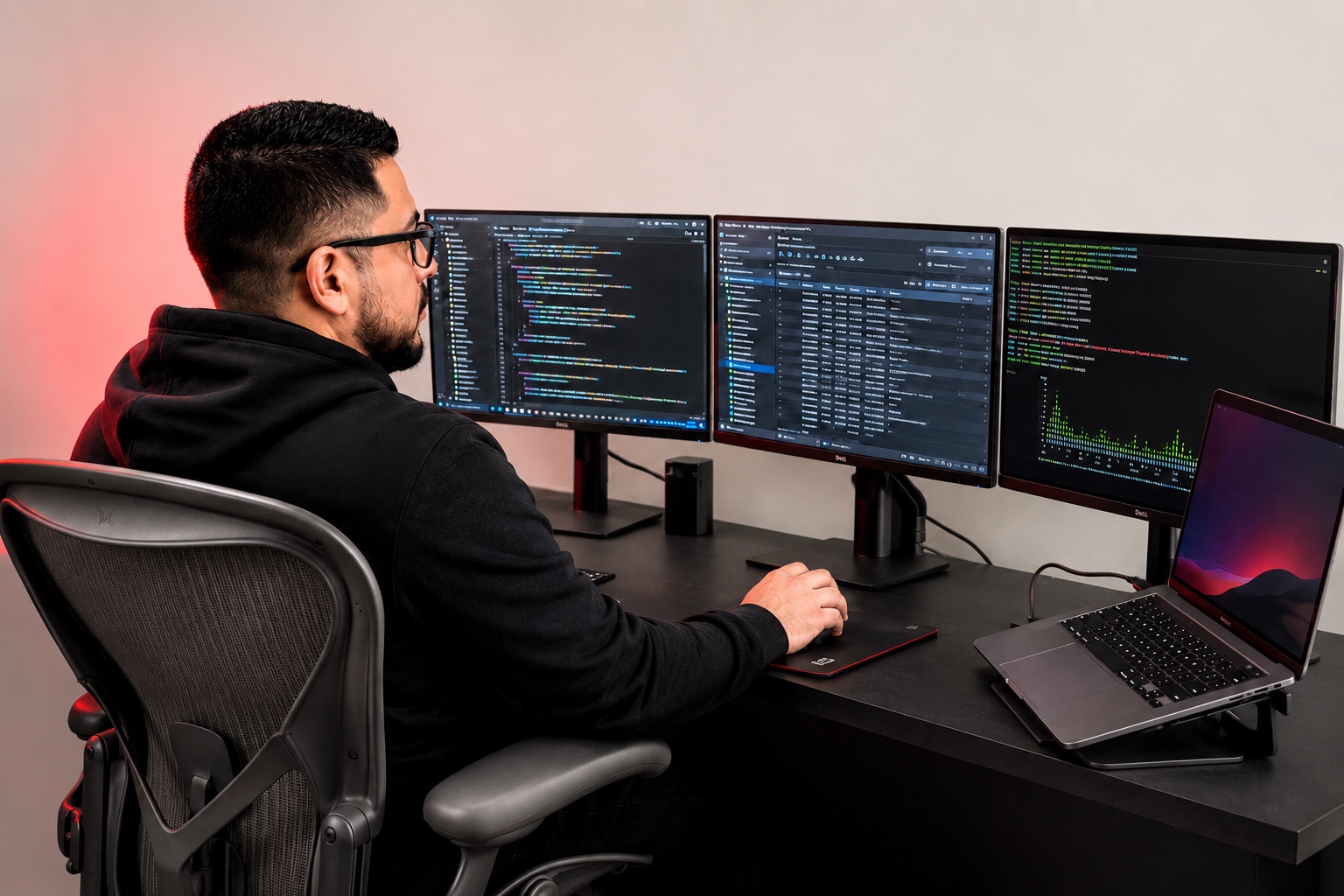 Rodrigo at his workstation
