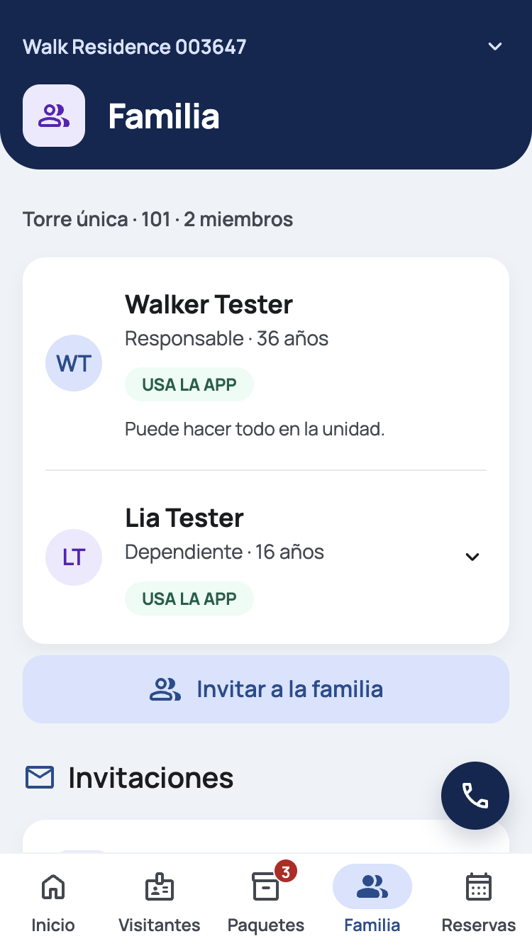 Condo: Residentes e invitaciones en un solo lugar